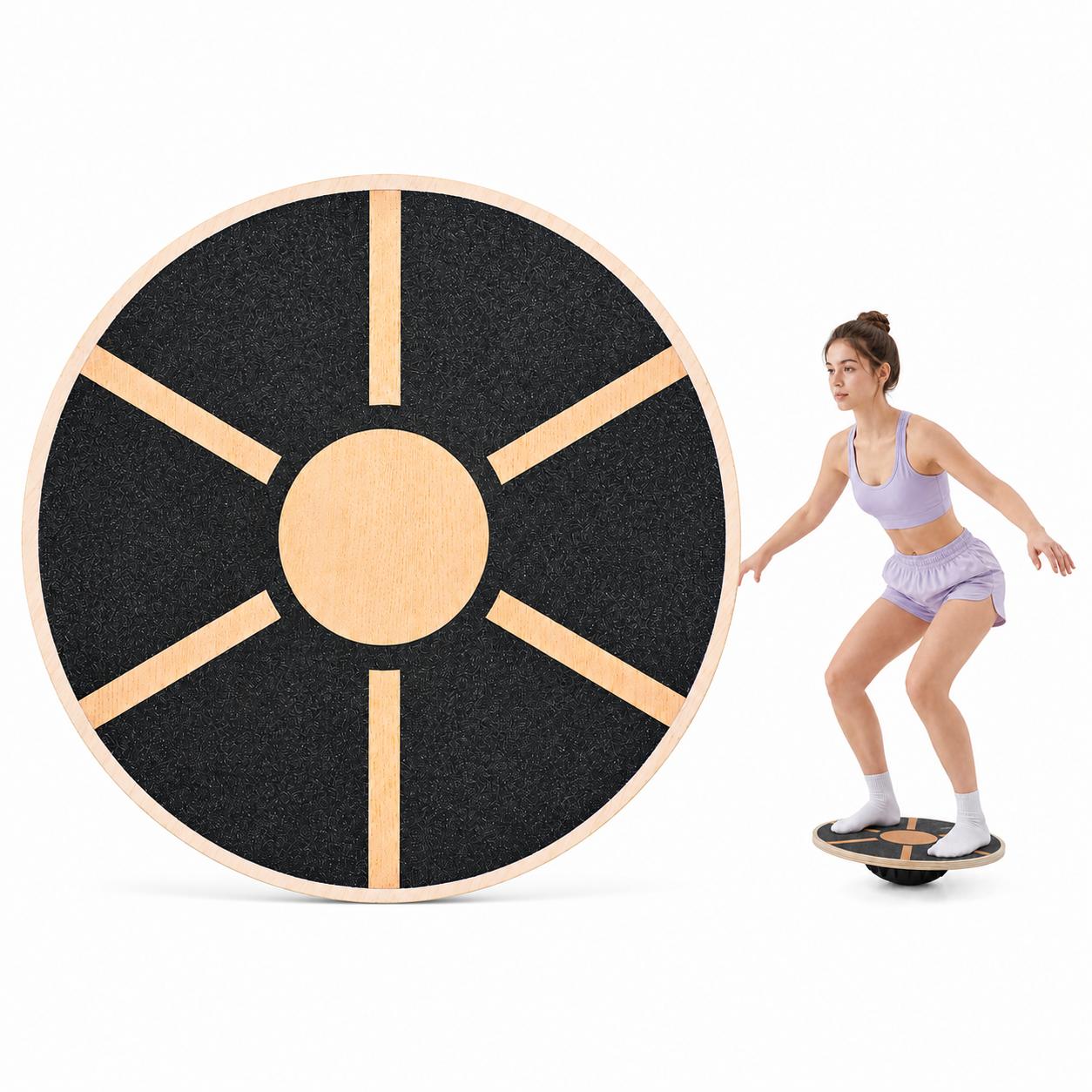 Pilates Yoga Gifts - Non-Slip Wooden Balance Board Wobble Trainer