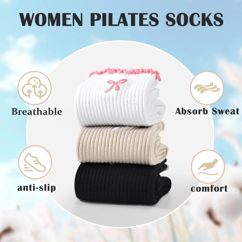 Pilates Yoga Fitness - Professional Yoga Socks, Cotton Strap Silicone