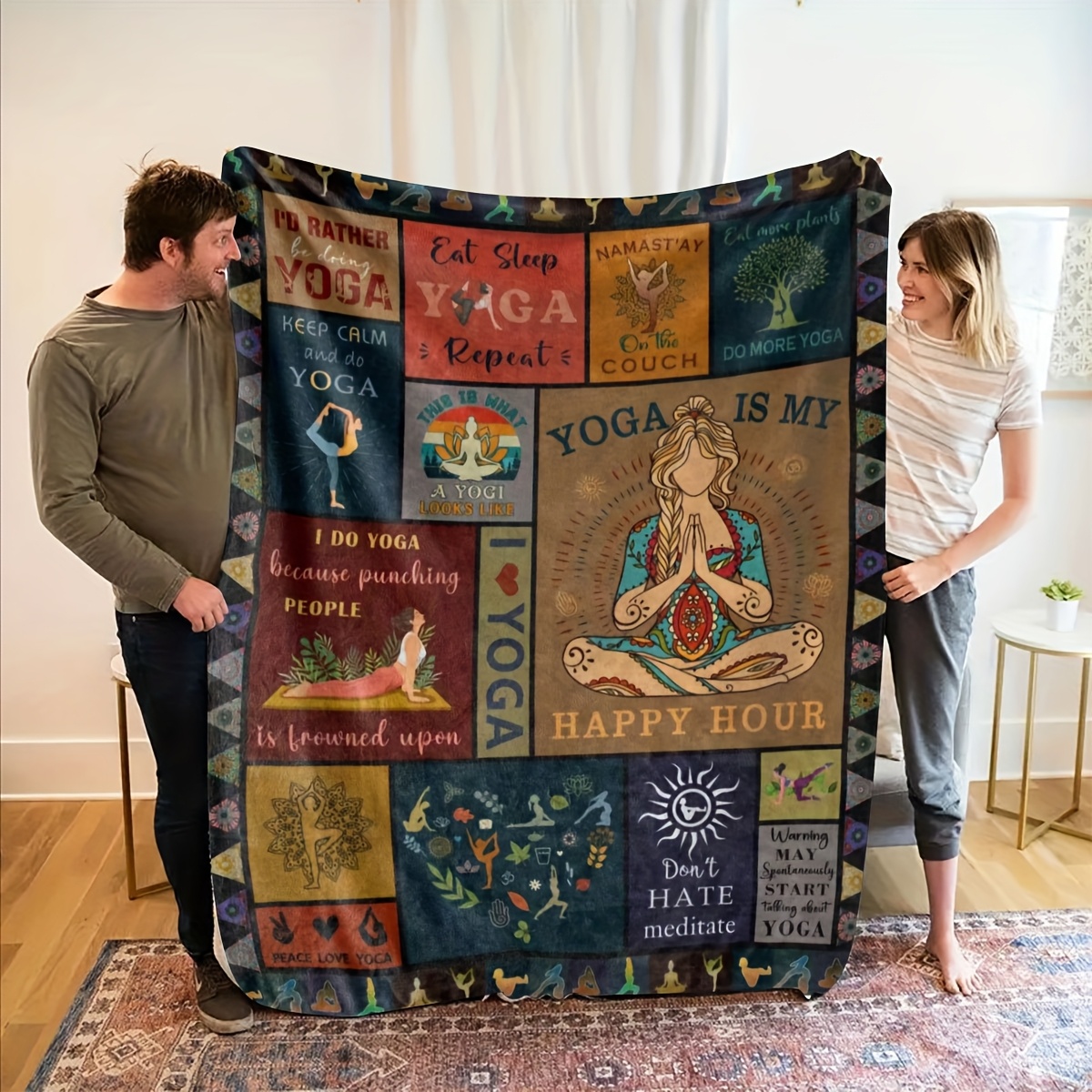 Pilates Yoga Quotes - Yoga Blanket, Inspirational Quotes Throw, Cozy