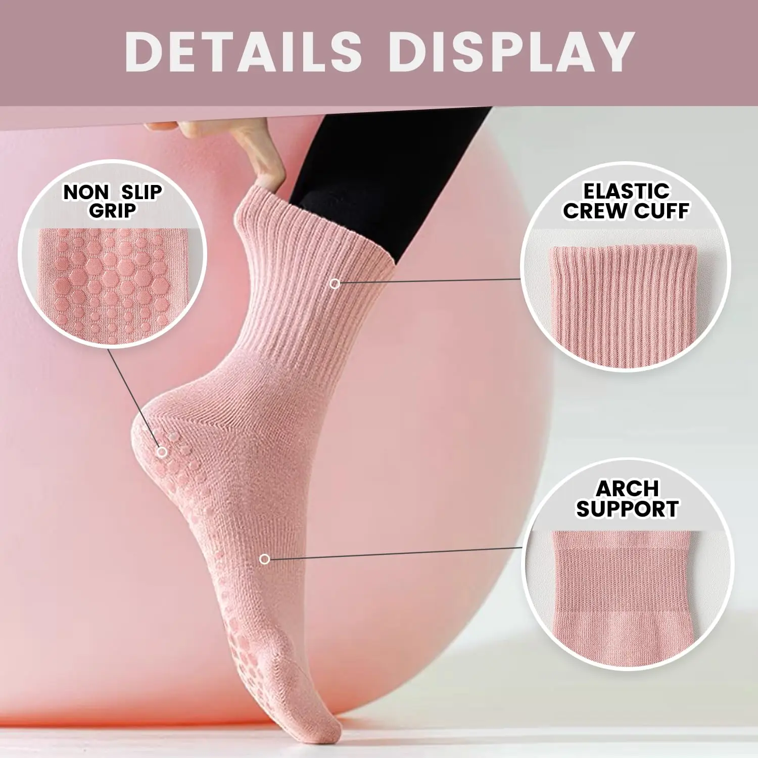 4 pairs of women's yoga socks, - огляд і ціна Pilates Yoga &A